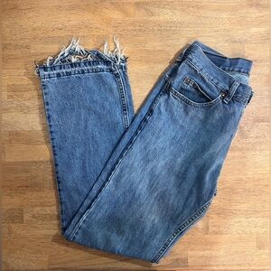 Lee Men's Straight‎ Blue Jeans Distressed Fringed